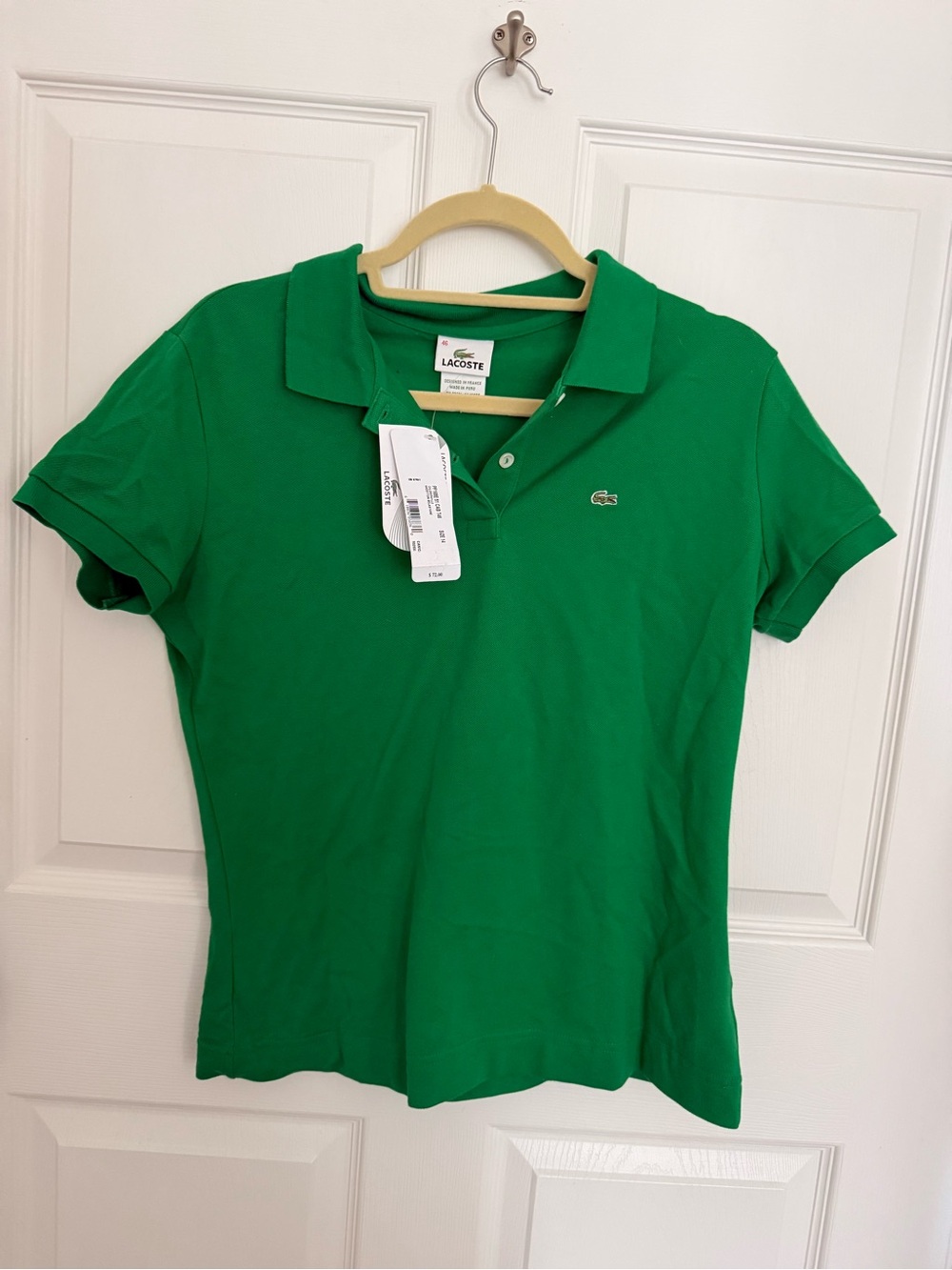 Vintage Y2K Women’s Lacoste Slim fit Grass Green Polo. size 14 or 46 or XL. NWT